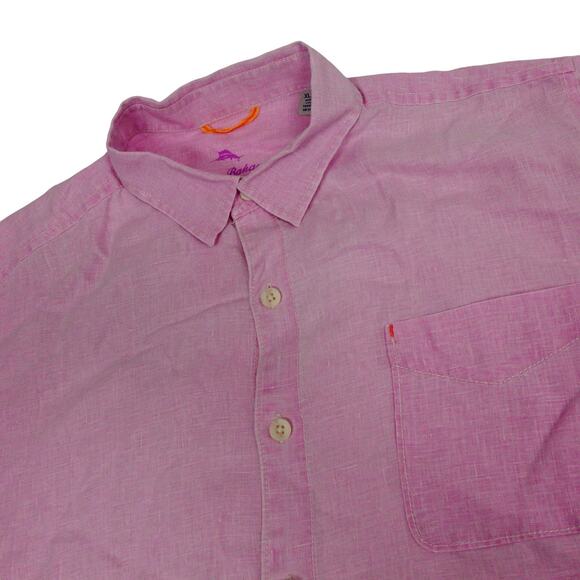Tommy Bahama Mens Purple Linen Button Up Long Sleeve Tropical Shirt XL - Picture 1 of 8
